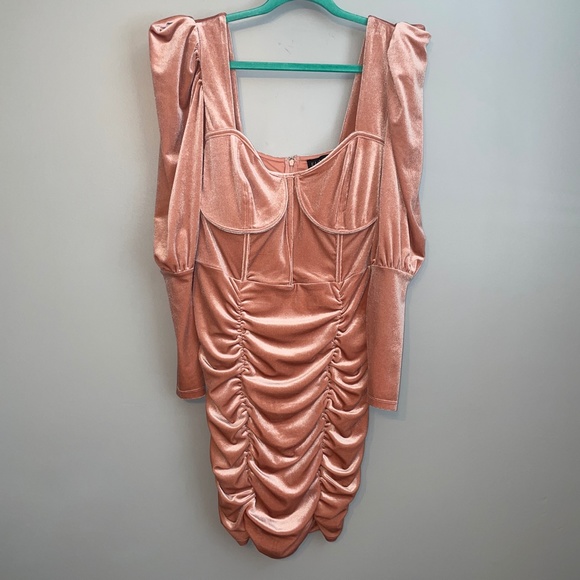 EUC Eloquii Bustier Velvet Dress In Light Pink Dusty Rose Size 16 - Picture 2 of 9